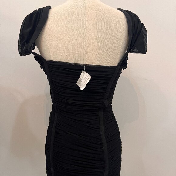Black Ruched Mini Dress - Picture 3 of 5